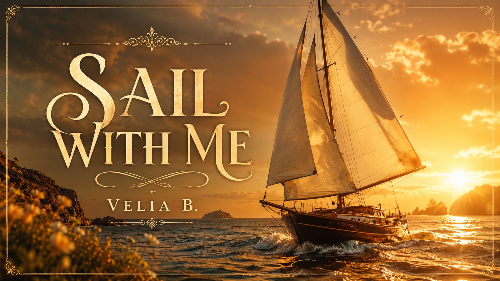 Sail With Me Thumbnail mit Segelboot im Sonnenuntergang